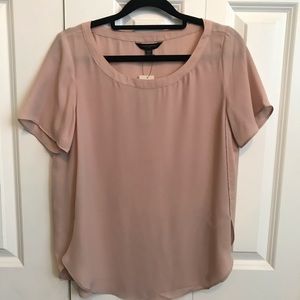 Petite Hi-Low Hem Crew-Neck Top XS blush pink NWT